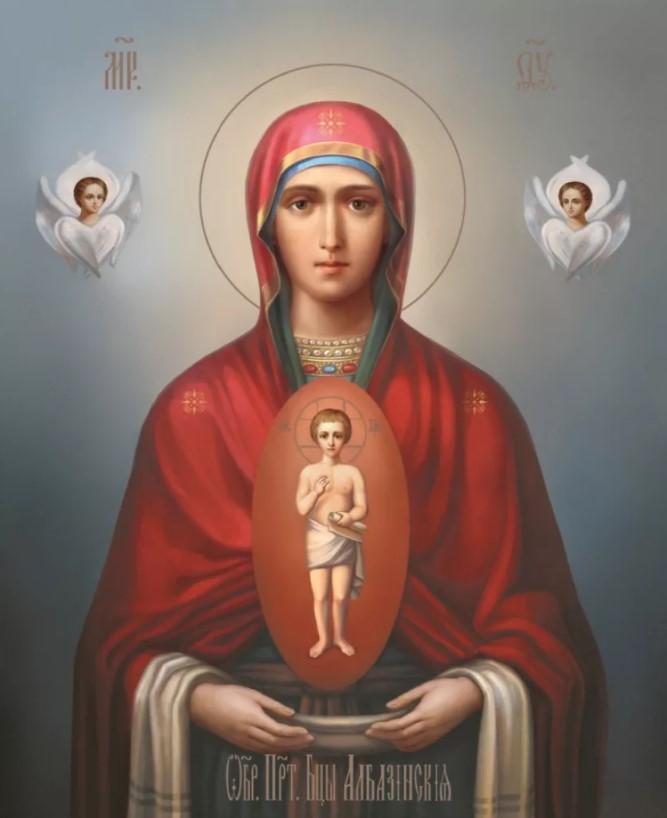 Албазинская икона Божией матери "слово плоть бысть"